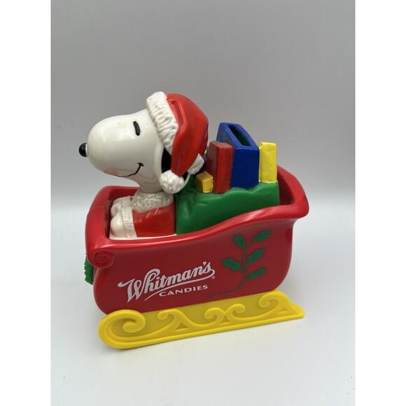 Vintage Whitman’s Candies Christmas Peanuts Snoopy Santa Sled Coin Bank - Picture 6 of 8